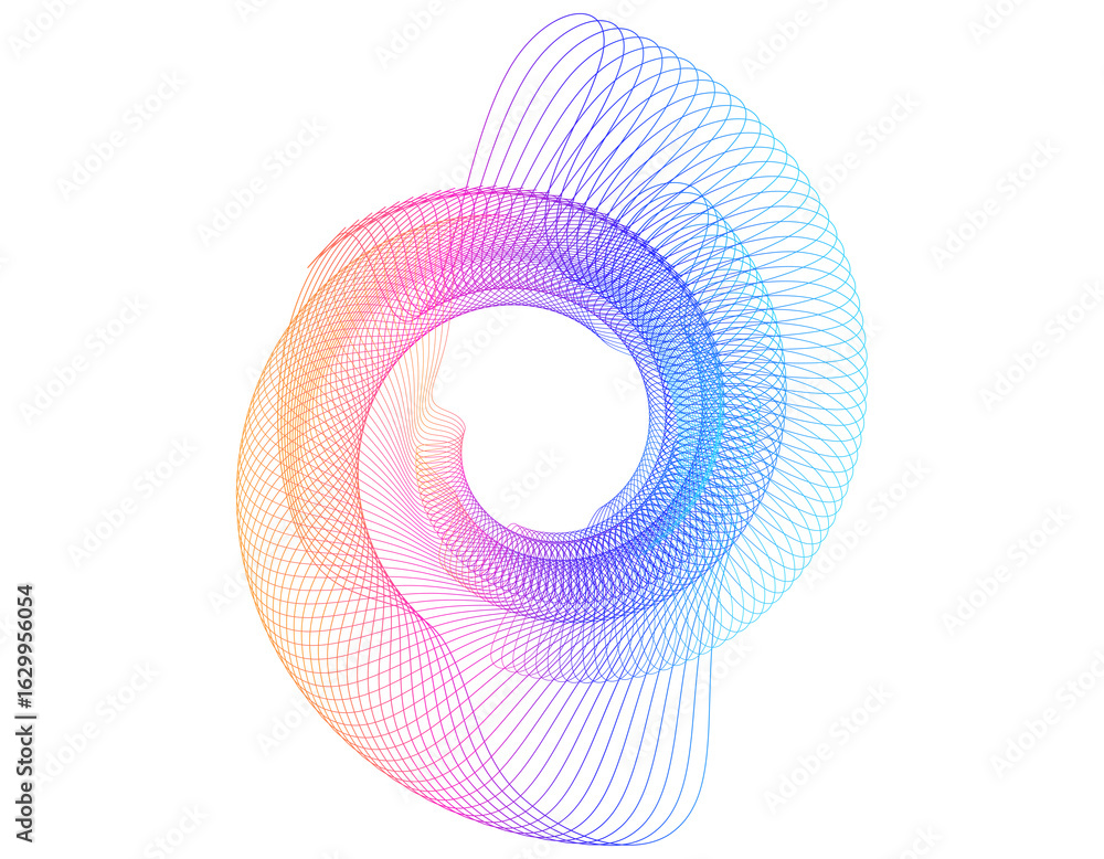 Poster design elements. wave of many purple lines circle ring. abstract vertical wavy stripes on white back