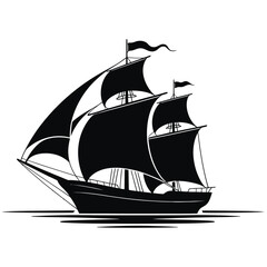 ship on a black background