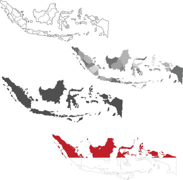 Indonesia Map - Set of maps in original, proportions and outline. Map world polygonal design for your . Vector illustration.