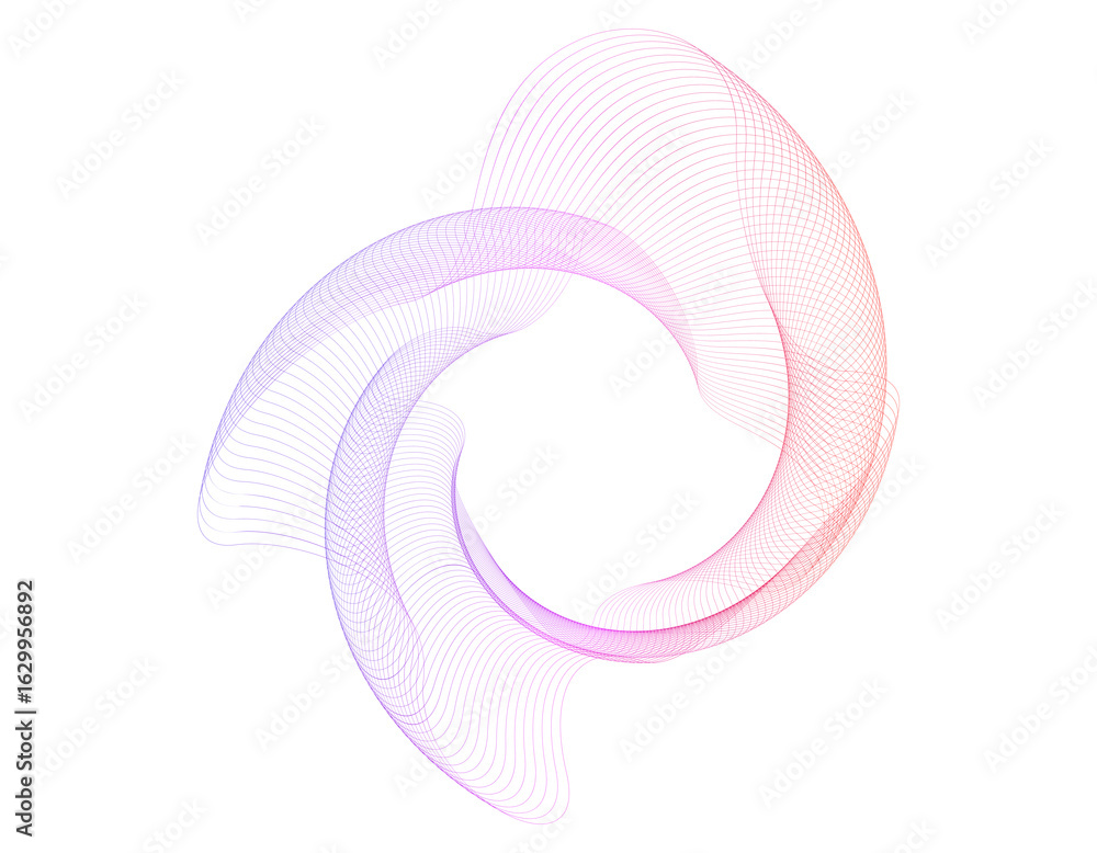 Poster design elements. wave of many purple lines circle ring. abstract vertical wavy stripes on white back