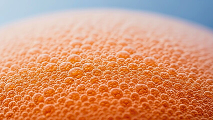 Close-up Macro Photograph of Bubbles in Orange Liquid
