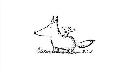 Obraz premium Fox and Mouse, whimsical sketch