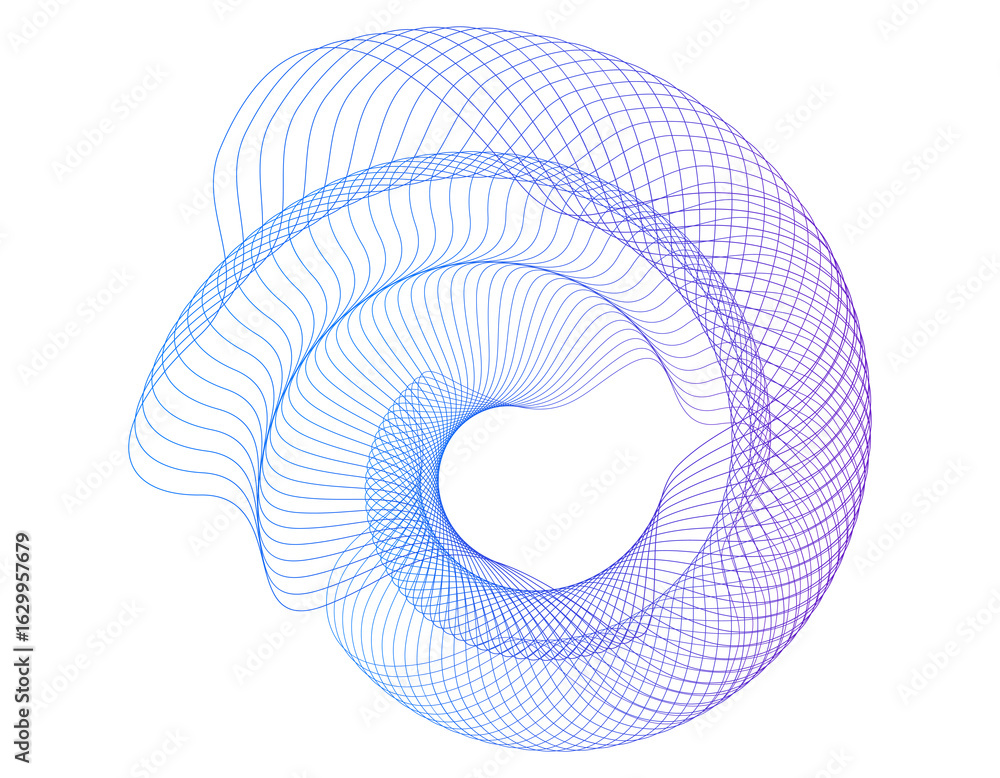 Poster design elements. wave of many purple lines circle ring. abstract vertical wavy stripes on white back