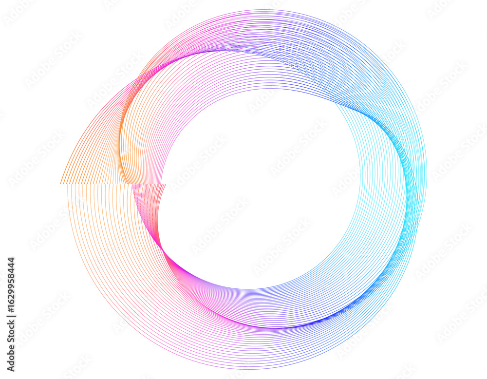 Poster design elements. wave of many purple lines circle ring. abstract vertical wavy stripes on white back