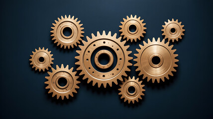 Interconnected gears, a complex system of motion.
