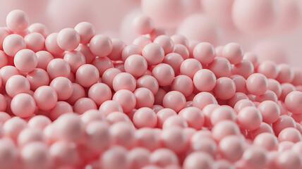Pink spheres densely packed, a soft, rounded texture.
