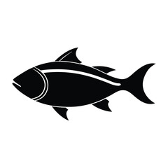 Vector art of simple black fish silhouette isolated on white background illustration