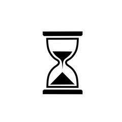 Hourglass Time Symbol Black Icon Isolated on White Background Countdown Concept