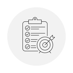 Goal Setting Icon. Checklist and Target, Representing Planning and Achievement.