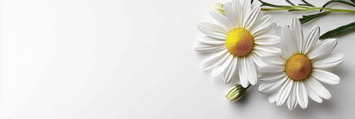 Fototapeta premium Elegant White Daisy Blooming in Minimalist Style with Soft Natural Light and Isolated Background