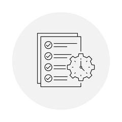 Time Management Icon. Clock and Checklist, Signifying Efficient Use of Time.