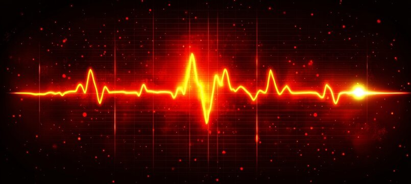 Abstract Heart Rate Monitor Display with Dark Red Chart and Digital Lifeline Graphic Design