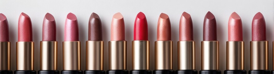 Row of various lipstick shades