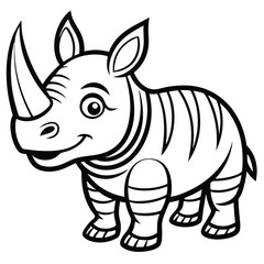 Naklejka premium Cartoon rhino illustration isolated on white background