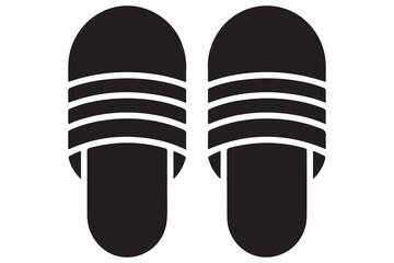 Beach flip flops icon  black silhouette vector
