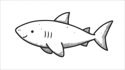 Obraz premium Simple black and white drawing of a cartoon shark