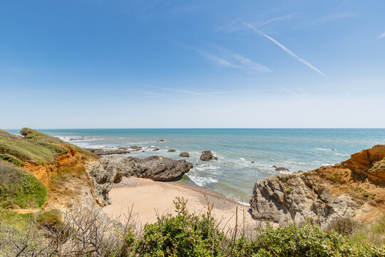 view of Pointe du Payre beach, Jard sur mer, France