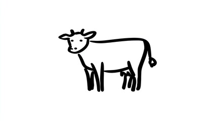 Simple black line drawing of a cow