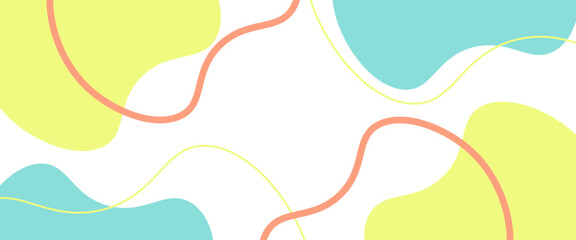 Geometric flat background templates. Soft blue, yellow, orange dynamic shapes.