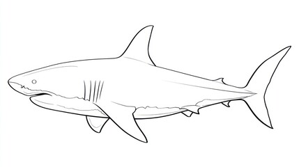 Obraz premium Simple line drawing of a great white shark