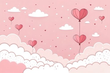 pink background with clouds