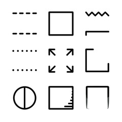 Abstract Border Icon Set. Outline icon set of abstract borders: dashed line, solid line, zigzag line, dotted line, arrowed