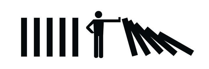 falling dominoes on white background. domino effect sign. flat style