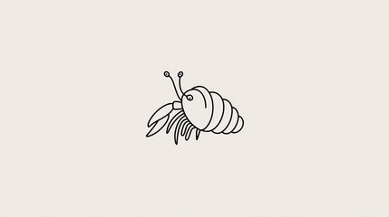 Simple line art illustration of a hermit crab