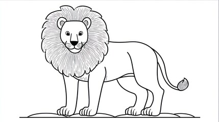 Simple black and white lion illustration
