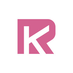 Modern minimalist logo combining letters R and K in bold pink geometric style, symbolizing creativity, strength, and brand identity.