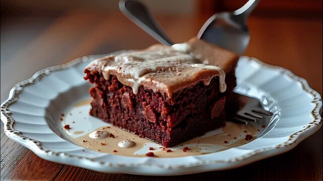  Mississippi Mud Cake served authentically on a plate
