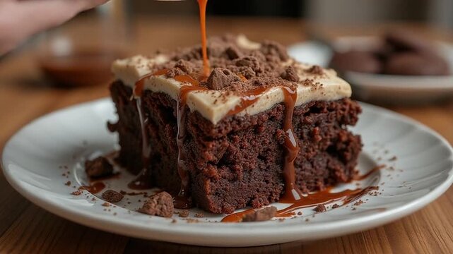  Mississippi Mud Cake served authentically on a plate
