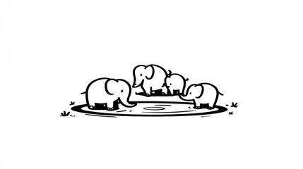 Three cute elephants in a watering hole