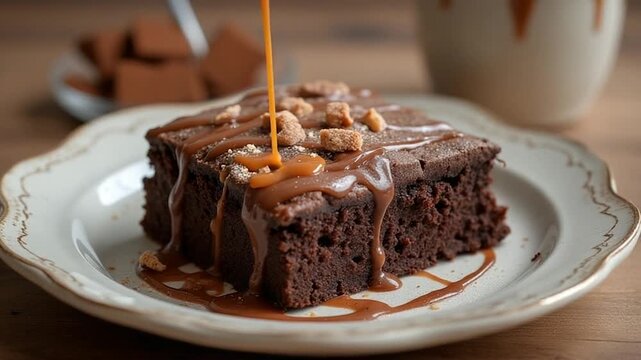 Mississippi Mud Cake served authentically on a plate
