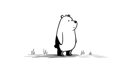 Simple black and white cartoon bear (1)