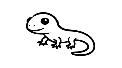 Simple black and white cartoon lizard