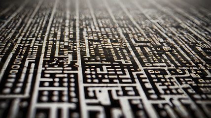 Abstract futuristic technology background showing a complex digital maze of circuits and data pathways.