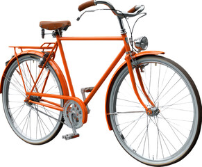 Fototapeta premium Vintage orange bicycle on a transparent background, perfect for easy integration