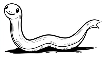 Cute cartoon snake, stylized line art