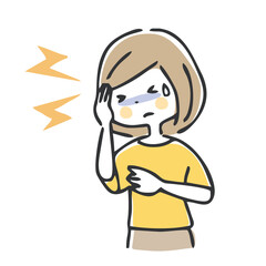 頭が痛い女性のイラスト