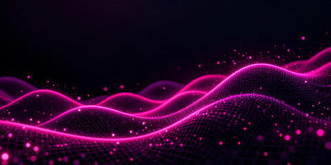 Fototapeta premium Sci-Fi Magenta AI Data Background with Signal Grid