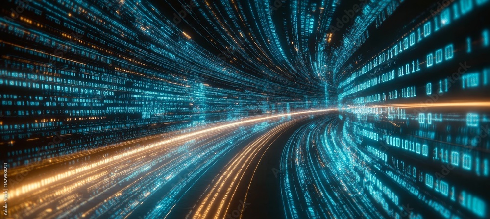 Poster high-speed digital communication highway with optical data flow and advanced information technology