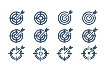 Target and crosshair icon set. Collection of simple aim, bullseye, and focus symbols for business marketing, goals, and strategy concepts.