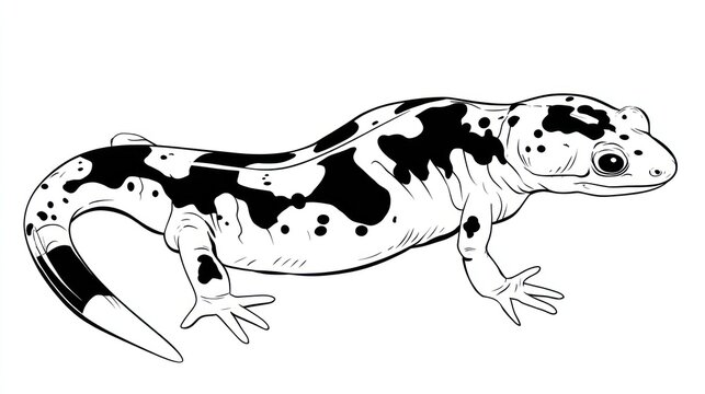 black and white spotted salamander drawing clip art preview