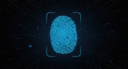 Glowing fingerprint graphic against circuit board pattern digital illustration for security and technology