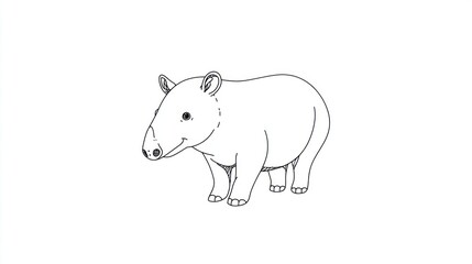 Fototapeta premium Simple black-and-white drawing of a young marsupial
