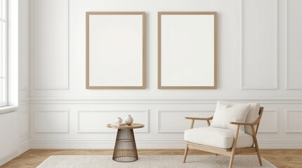 Frame mock up in Boho Chic Living Room, simple and comfortable design