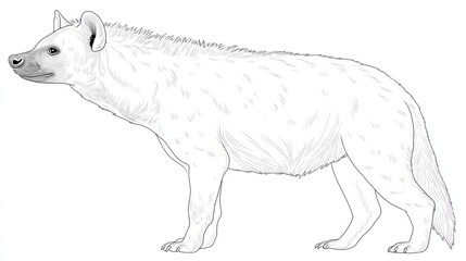 Fototapeta premium Side profile of a spotted hyena drawing