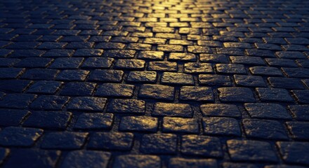 Cobblestone pavement at night