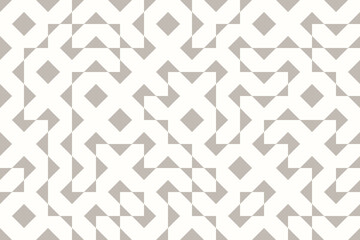 Geometric broken maze-inspired lines, neutral beige on white. Ideal for contemporary textiles, wallpapers, packaging, backgrounds in digital banners or print projects, Modern seamless vector pattern
